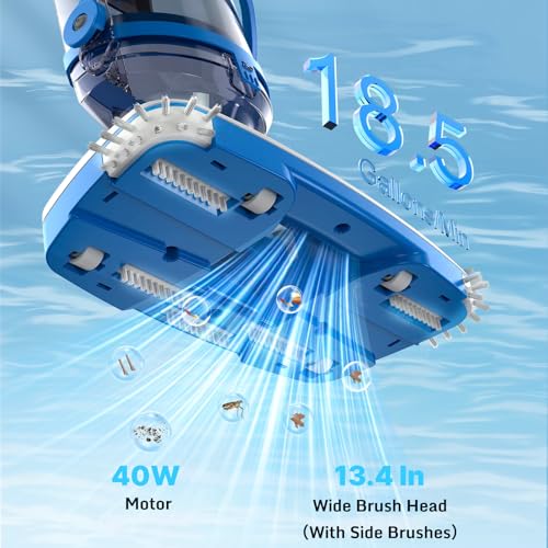 Consciot Handheld Pool Vacuum with Telescopic Pole, 18.5 GPM Suction, Up to 1-Hour Runtime – Cordless Cleaner for Pools, Spas & Hot Tubs, Includes 2-Pack Filter Bags - Image 3