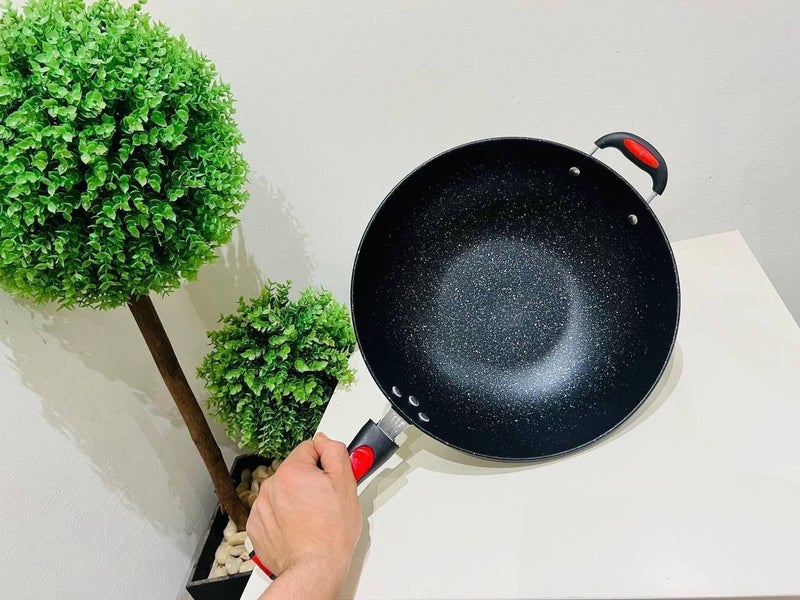 Jumbo 32cm Non-Stick Wok Pan – Heavy Duty Teflon Coated Skillet for Frying, Stir-Fry & Family Cooking (Two packages) - Image 5