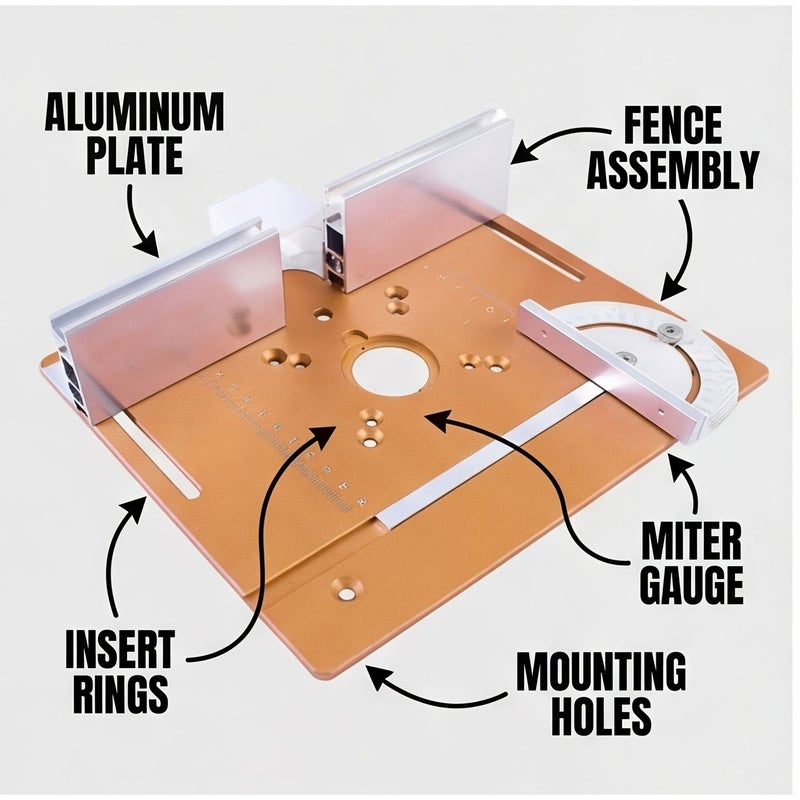 1 Set Yellow Router Workbench Insertion Board Woodworking Trimming Machine Milling Flipping Board With Miter Gauge Suitable For DIY Workbench - Image 2