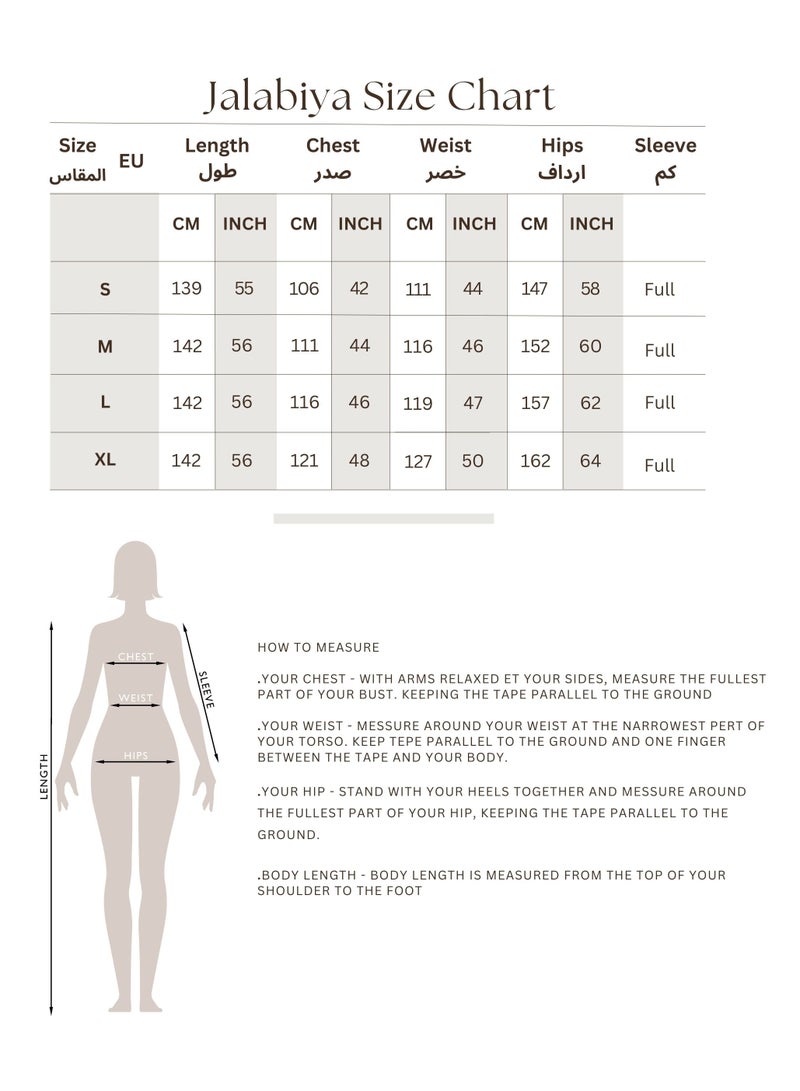 اكسا جلابية بياقة ماندرين مطرزة بنقش مطبوع - Image 5