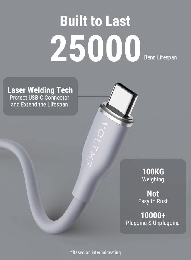 VOLTME USB C Cable, 60W USB C to USB C Cable 6ft, USB 2.0 Type C Charging Cable Fast Charge Cord for MacBook Pro 2020, iPad Pro 2020, iPad Air 4/5, MacBook Air 2020, Galaxy S21, Switch (Grey) - Image 5