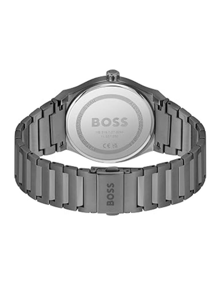 BOSS HUGO BOSS Mens Stainless Steel Analog Grey Dial Watch-1514078, Band Color:Gray  - Image 3