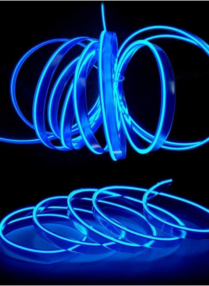 Y&D EL Wire Car Interior LED Light Bar, USB Neon Cold Ambient with 6mm Sewing Edge, Lighting Kit for Trim, Garden Decorations (5M/16.4FT, Blue)  - Image 3