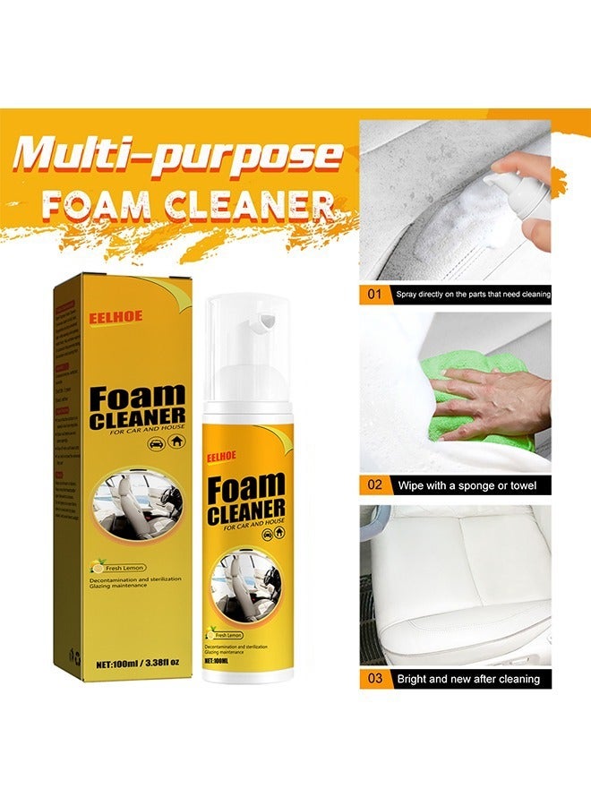 Multifunctional Car Foam Cleaner,100ml No Flushing Car Interior Cleaning,Grease-Free Cleaner All Purpose Foam Cleaner Spray Lemon Flavor For Car House Kitchen - Image 5