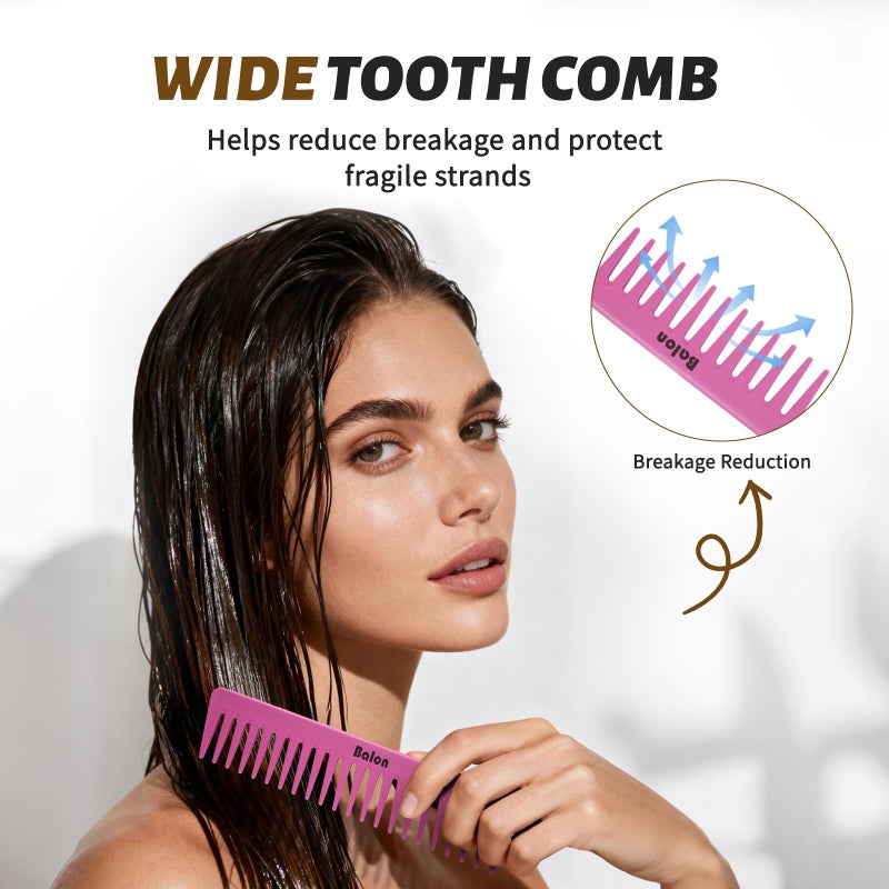 BALON 4Pcs Detangling Brush Set for Women - Paddle Brush for Wet or Dry Straight, Long, Thick, Curly, Natural Hair, No More Tangles (Pink) - Image 4