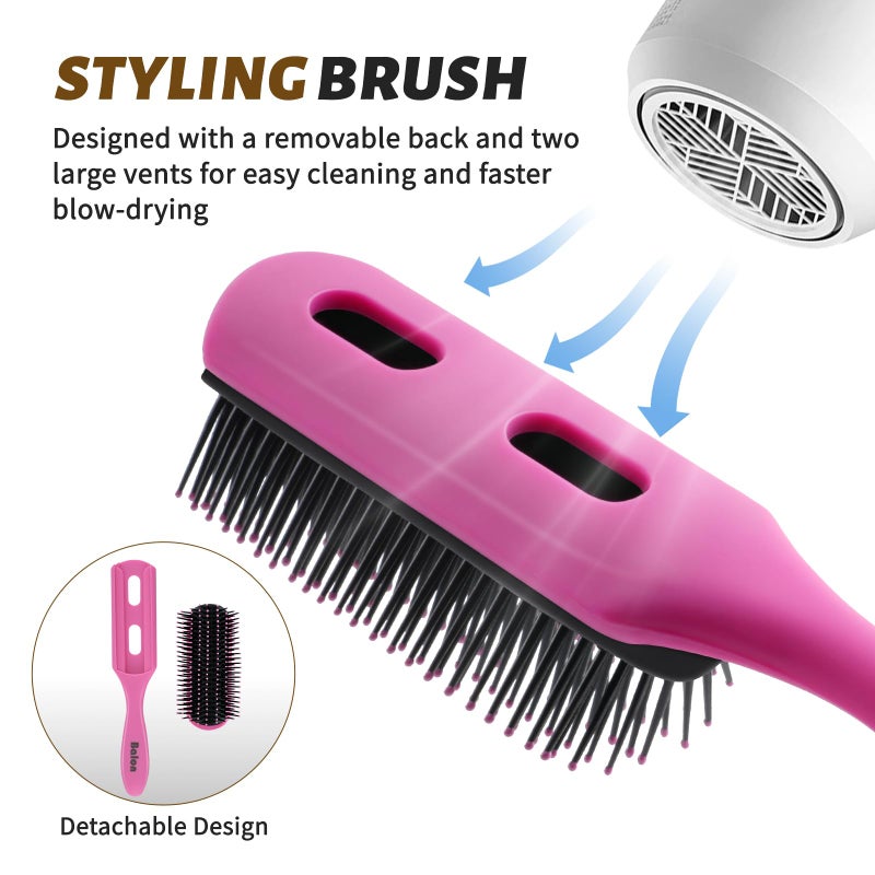 BALON 4Pcs Detangling Brush Set for Women - Paddle Brush for Wet or Dry Straight, Long, Thick, Curly, Natural Hair, No More Tangles (Pink) - Image 2