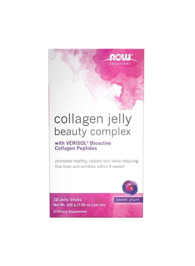 now Foods Solutions, Collagen Jelly Beauty Complex, Sweet Plum Flavor, 10 Jelly Sticks - Image 1