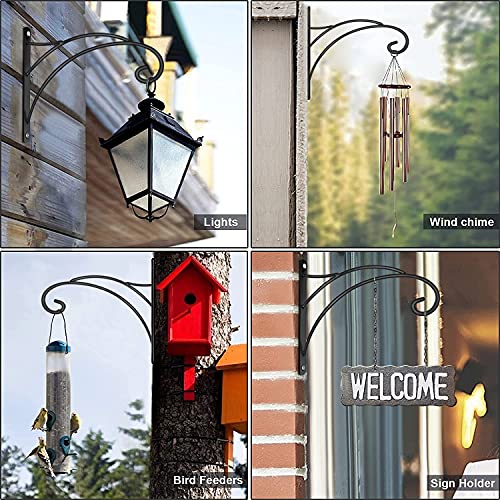 Aonagi Hanging Plant Brackets, Pack of 4 Iron Hanging Basket Bracket Durable Weather-Resistant Outdoor Plant Hooks for Hanging Plant Lantern Windchime Birdhouse Metal Sign Fruit Bracket, Screw Included - Image 2