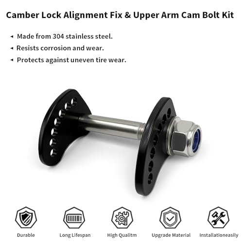 WEICHENGXIN Camber Lock Alignment Fix & Upper Arm Cam Bolt Kit for Chevrolet Silverado & GMC Sierra WT SLT SL HD 2WD 4WD Base LT LS SSV SS LTZ 1500 2500 3500 1999-2019 -1.5 to +1.5 Degrees - Image 2