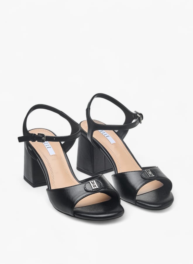 ELLE Womens Logo Accent Sandals With Block Heels And Buckle Closure - Image 1
