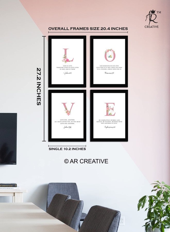 AR Creative LOVE - Typography Bible Verse Wall Photo Framed Wall Poster, Bible Quotes Print with Frame, Home, Office Decor, Bible Quotes Poster (13.6 inch x 10.2 inch), Set Of 4 - Image 4
