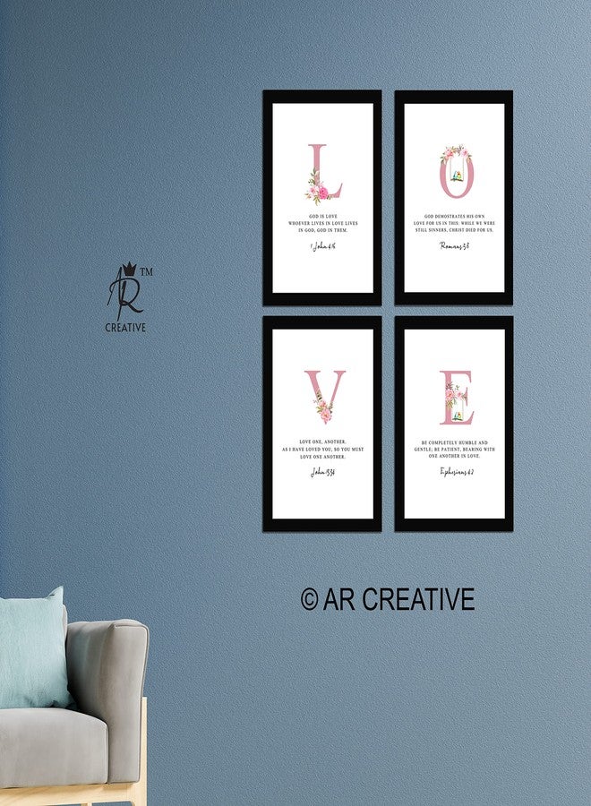 AR Creative LOVE - Typography Bible Verse Wall Photo Framed Wall Poster, Bible Quotes Print with Frame, Home, Office Decor, Bible Quotes Poster (13.6 inch x 10.2 inch), Set Of 4 - Image 2