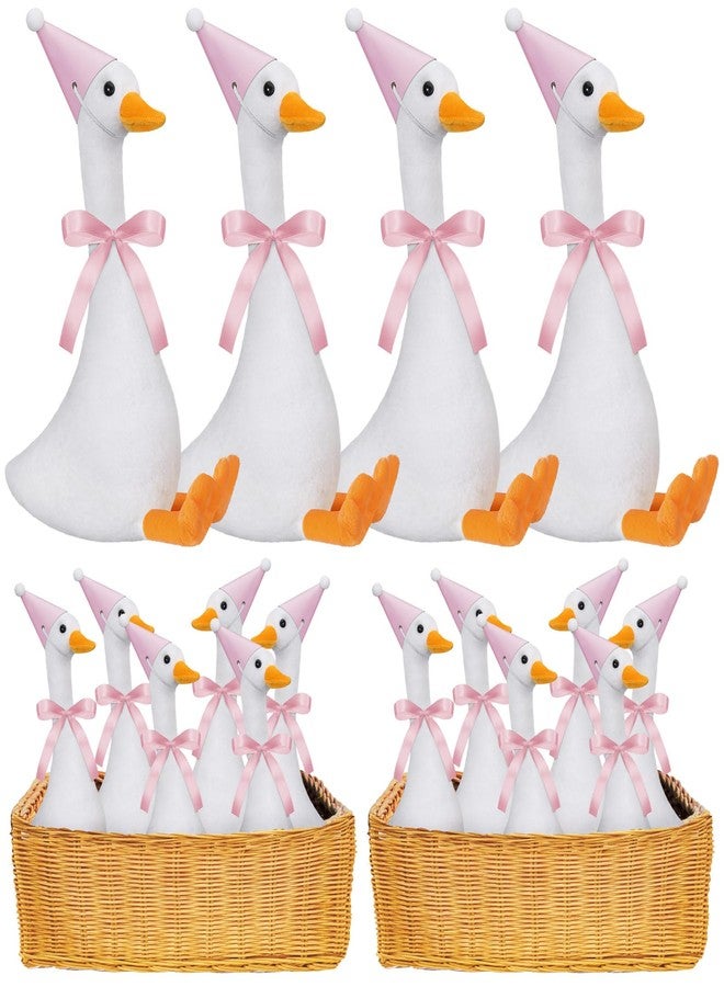 Blueweenly 12 Sets Silly Goose Birthday Decor 1st Adopt a Goose Party Favor Gift 7.1 Inch Stuffed Animal with Mini Party Hat and Ribbon for Christmas Birthday Gift(Cute,Pink) - Image 2