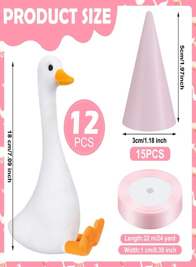 Blueweenly 12 Sets Silly Goose Birthday Decor 1st Adopt a Goose Party Favor Gift 7.1 Inch Stuffed Animal with Mini Party Hat and Ribbon for Christmas Birthday Gift(Cute,Pink) - Image 3