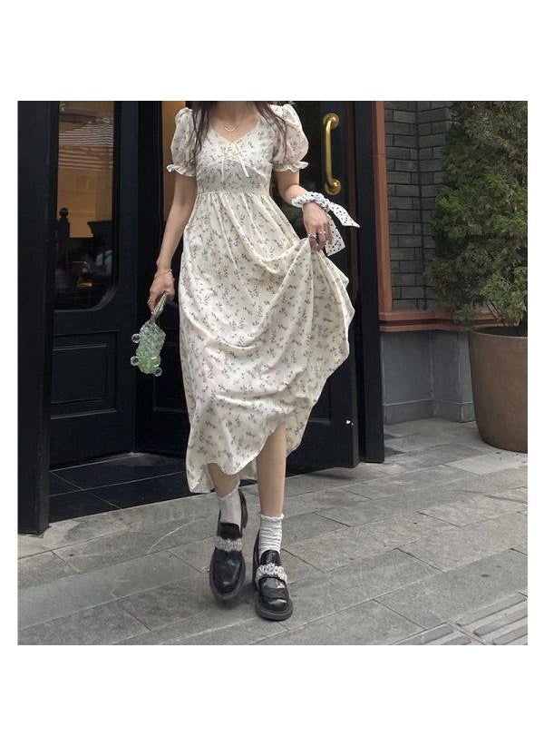 Generic - Pure Desire Creamy Lace Dress Womens 2024 Summer New Style Gentle French Puff Sleeve Dress First Love Skirt long style - Image 1
