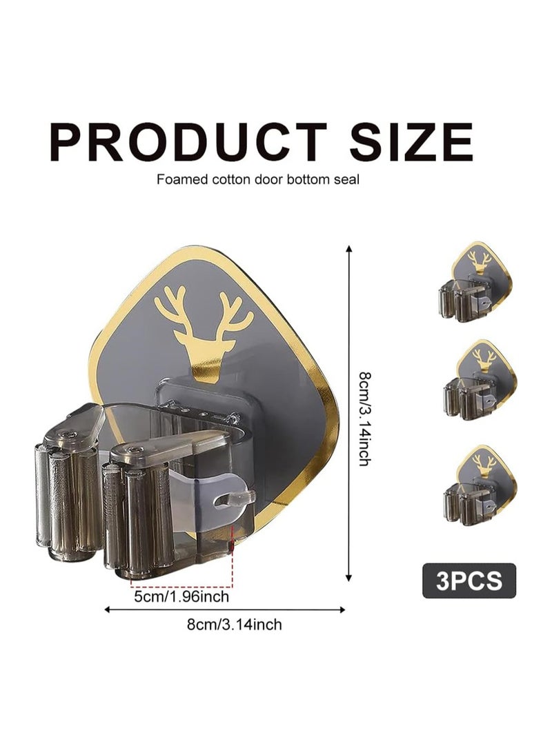 KASTWAVE Broom Mop Holder Tidy Organizer 3 Pack Broom Holder Wall Mounted Plastic Self-Adhesive Mop Holder Mop and Broom Holder Mop Holder Wall Mounted for Storing Brush Mops and Broom Tools - Image 4