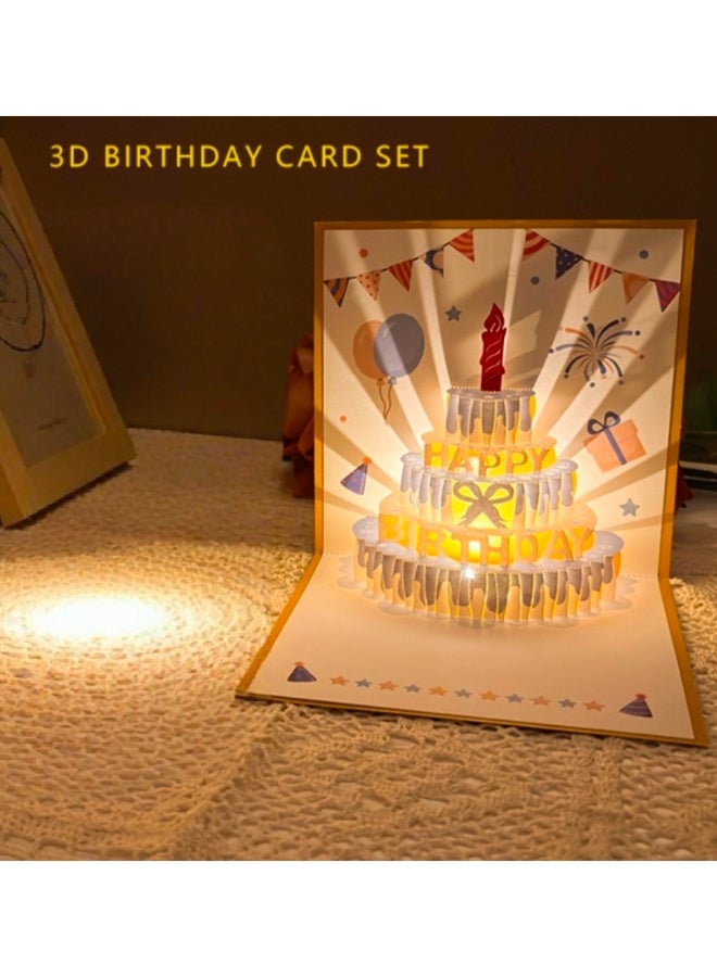 PAPERSAY 3D Birthday Cards With Recording Function,  Play Music Warm LED Light Birthday Cake Card, Music Greeting Cards Gift for Women Mom Wife Sister Girl - Image 5