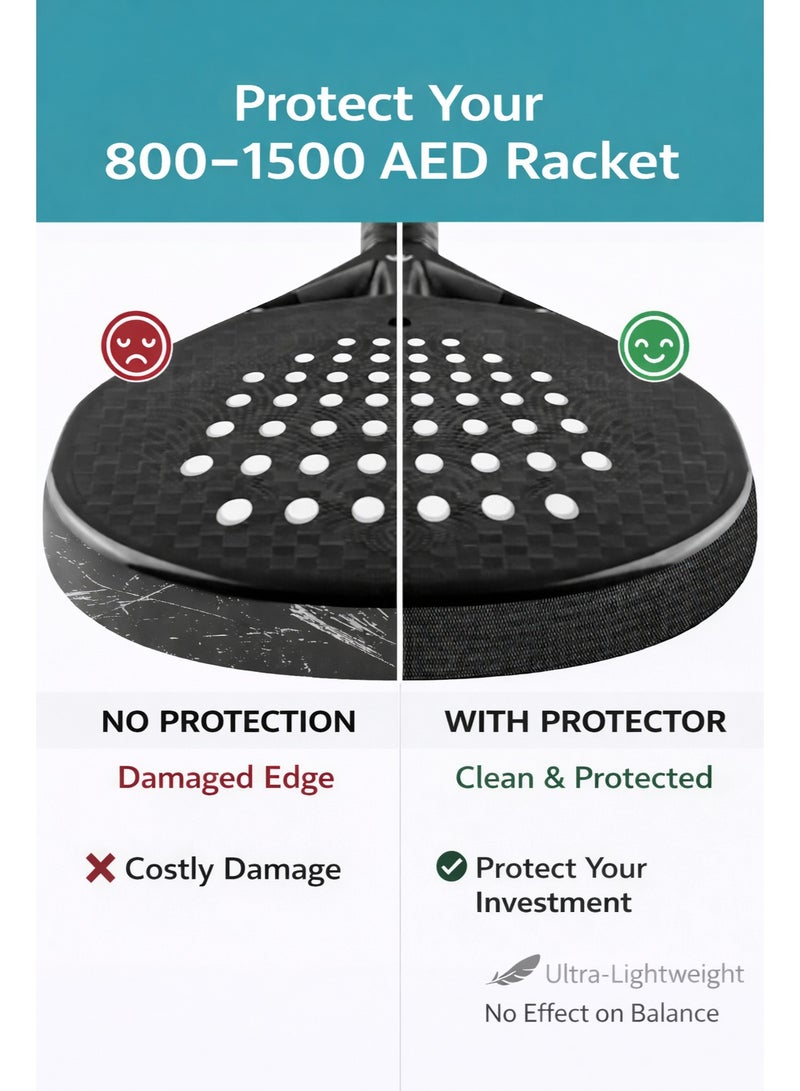 دوامة واقي شفاف لمضرب البادل، درع شفاف متين مزود بشبكة دقيقة، 370 × 34 مم، حماية خفيفة الوزن للحواف من أجل أداء أفضل - Image 2