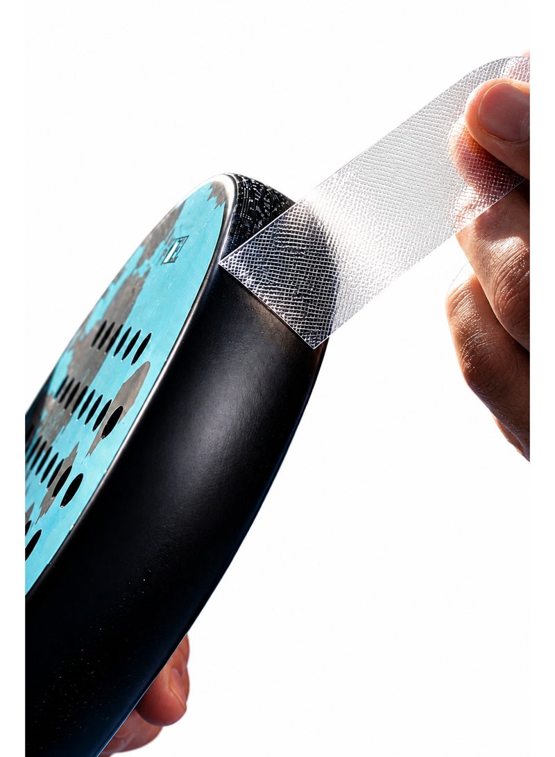 Vortexia Transparent Padel Racket Protector, Clear Durable Shield with Micro Grid, 370x34mm, Lightweight Edge Protection for Performance - Image 1