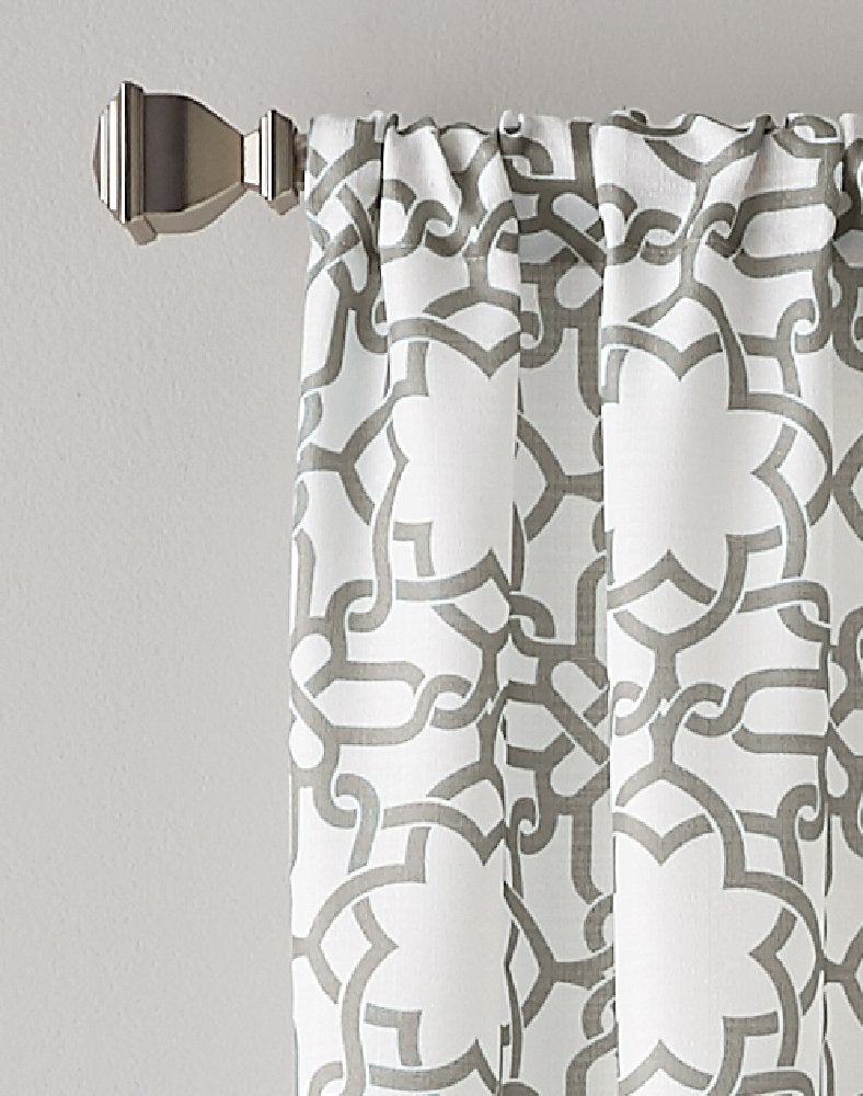 CHF Lotus Harmony Rod Pocket Curtain Panel, 84 Inch, Charcoal - Image 2