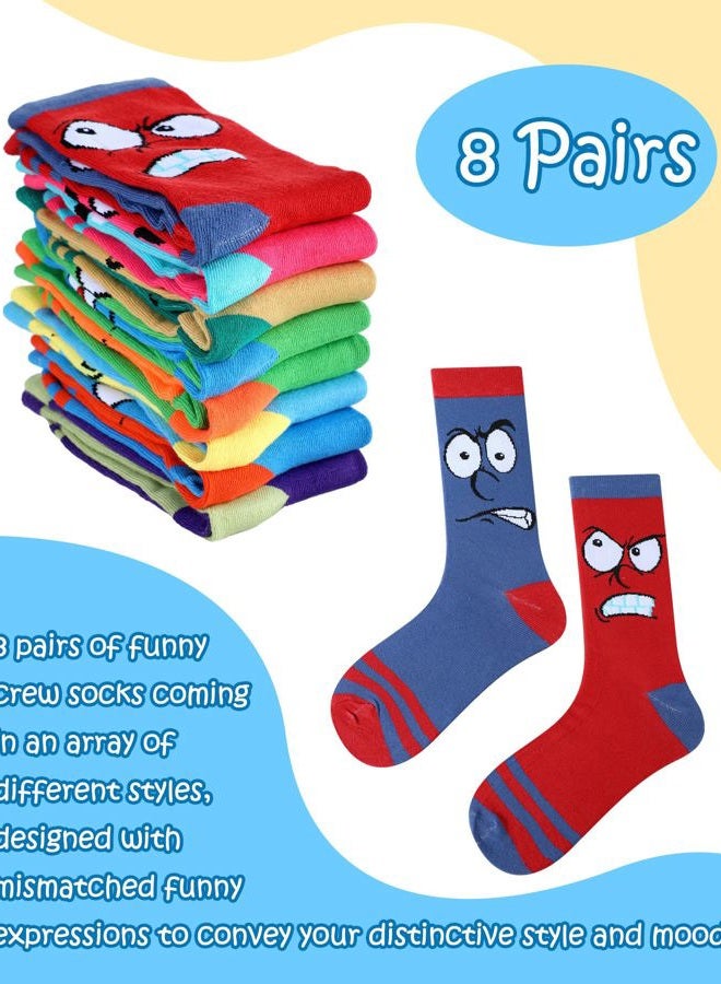 Croloose 8 Pairs Funny Emotion Crew Socks for Men Mismatch Crew Dress Socks Novelty Different Fun Designs Colors Socks Holidays Gifts for Men Dad Grandpa - Image 4