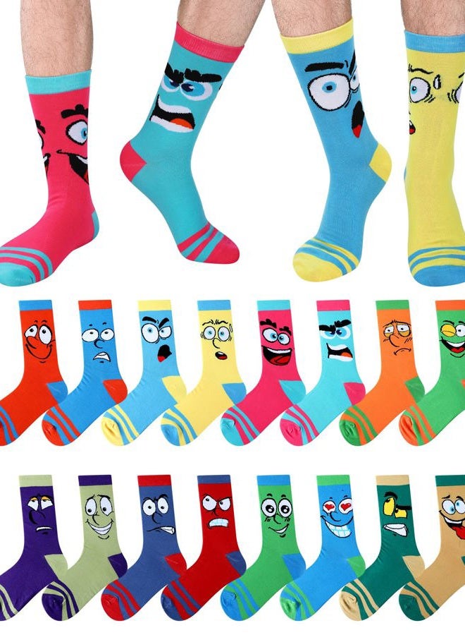 Croloose 8 Pairs Funny Emotion Crew Socks for Men Mismatch Crew Dress Socks Novelty Different Fun Designs Colors Socks Holidays Gifts for Men Dad Grandpa - Image 1