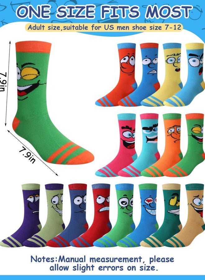 Croloose 8 Pairs Funny Emotion Crew Socks for Men Mismatch Crew Dress Socks Novelty Different Fun Designs Colors Socks Holidays Gifts for Men Dad Grandpa - Image 3