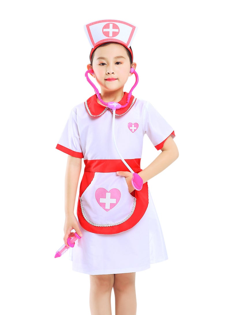 AUTOYSUR زي مربية للأطفال، فستان مربية، زي تمثيل دور المربية مع الإكسسوارات، الحجم 110-130 سم - Image 2