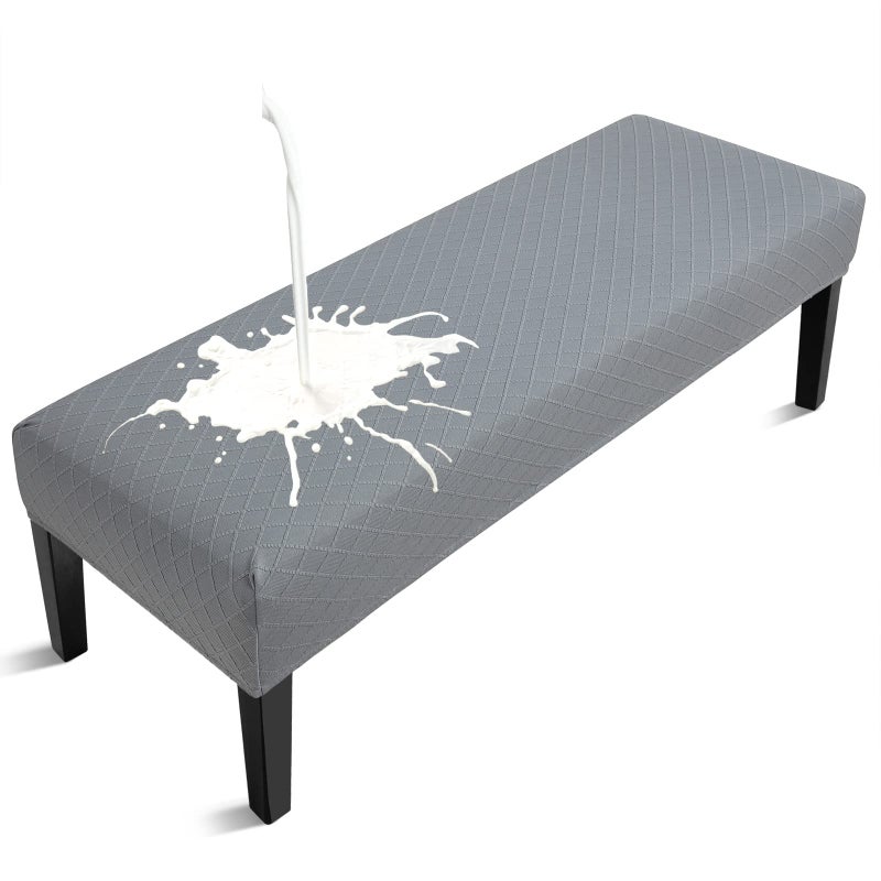 Fuloon Waterproof Dining Bench Cover Removable Bench Slipcover Washable Bench Seat Protector Cover for Living Room Bedroom Kitchen Light Grey