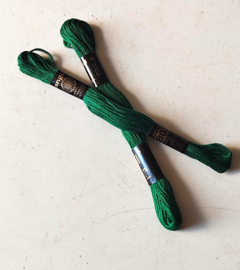 Cotton Cross Stitch Hand Embroidery Thread Floss Skeins 8037 (Light Green Colour) 2Pcs  - Image 2