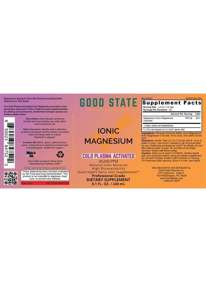 Good State Cold Plasma-Activated Liquid Ionic Magnesium | 100 mg per Serving | 96 Servings  - Image 4