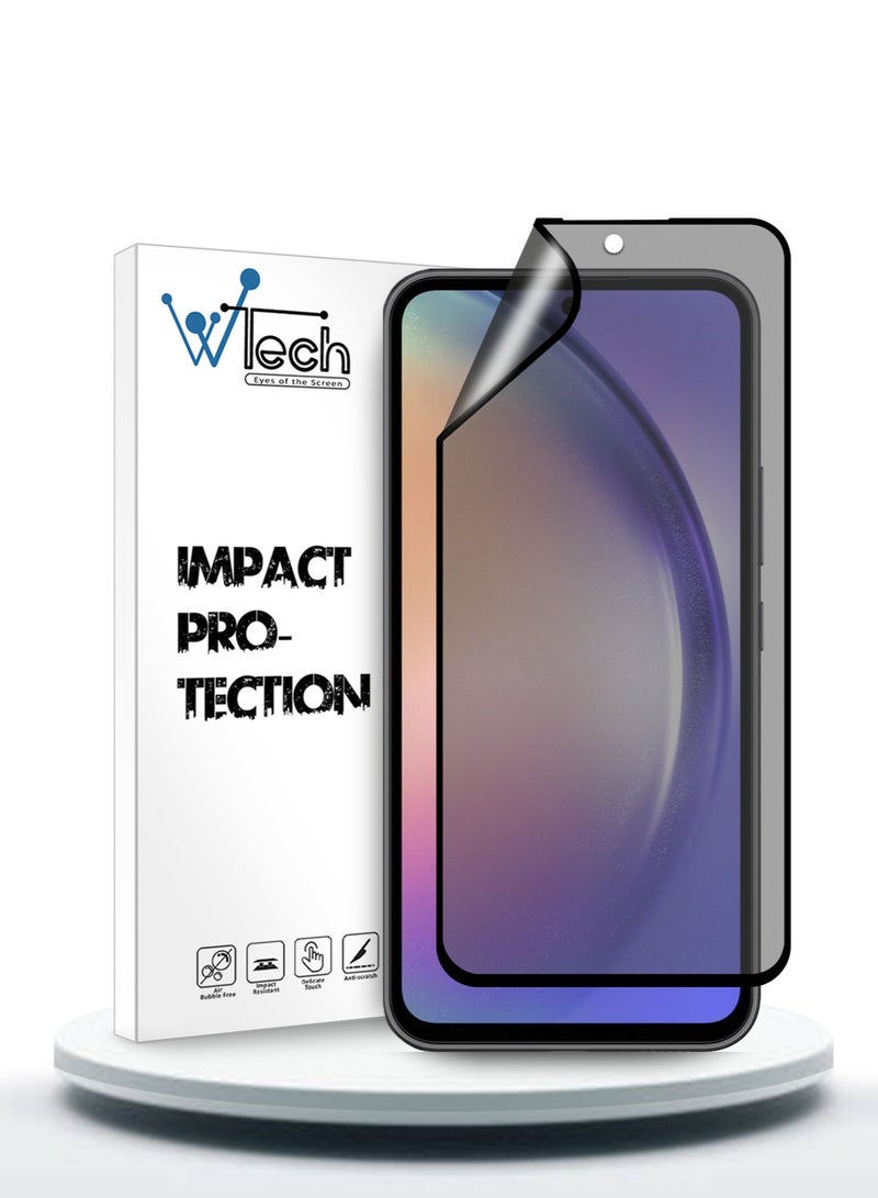 Wtech Nano Ceramic Privacy Full Glue Full Cover Matte Flexible Screen Protector Samsung Galaxy A54 4G 2023 Clear/Black - Image 1
