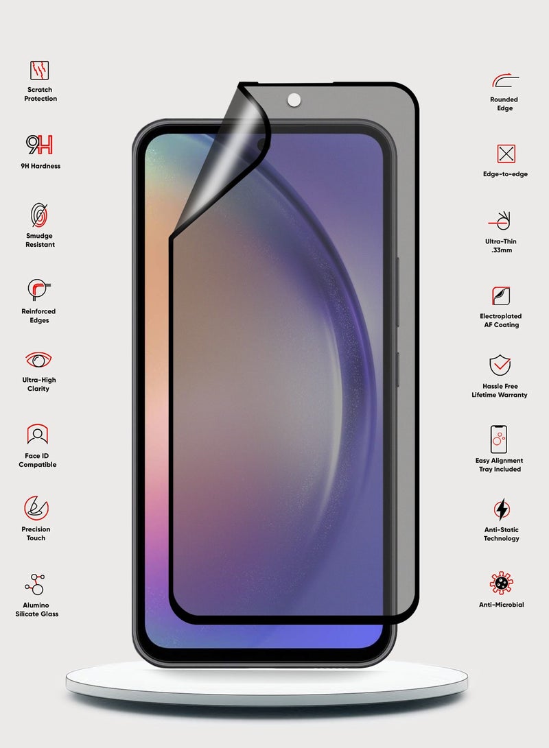 Wtech Nano Ceramic Privacy Full Glue Full Cover Matte Flexible Screen Protector Samsung Galaxy A54 4G 2023 Clear/Black - Image 2