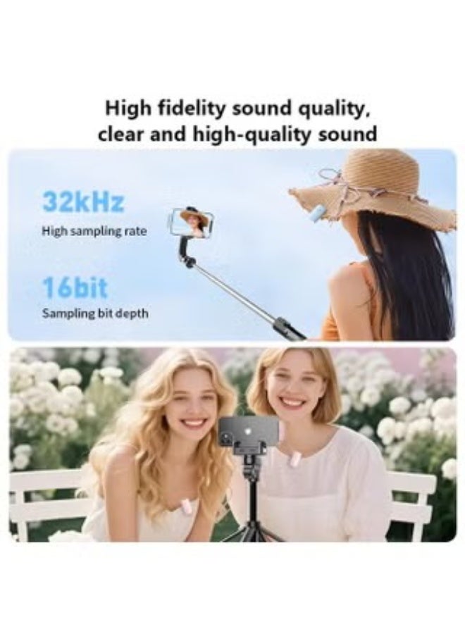 M8 1-to-2 Mini Wireless Lavalier Microphone – Dual Mic Set with Intelligent Noise Cancellation, Built-in Sound Card, Omnidirectional Mic for Live Streaming, YouTube, iPhone, PC, Karaoke, Interviews & Stage Performances - Image 4