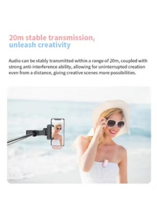 M8 1-to-2 Mini Wireless Lavalier Microphone – Dual Mic Set with Intelligent Noise Cancellation, Built-in Sound Card, Omnidirectional Mic for Live Streaming, YouTube, iPhone, PC, Karaoke, Interviews & Stage Performances - Image 3