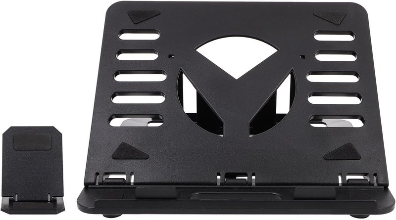 Foldable Rotating Laptop Stand Portable Laptop Holder Adjustable Riser for Desk Use Ergonomic Black Bracket with Cooling Design for Office and Home - Image 1