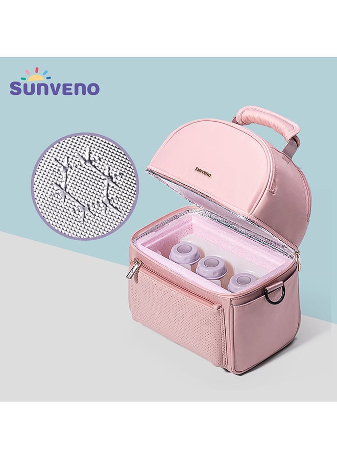 Sunveno Insulated Lunch Bag With Thermo Box And 4 Piece Flamingo Ice Pack Set Pink - Image 4