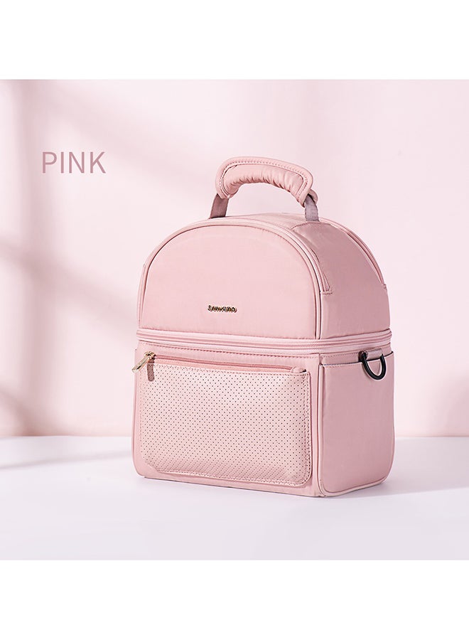 Sunveno Insulated Lunch Bag With Thermo Box And 4 Piece Flamingo Ice Pack Set Pink - Image 2