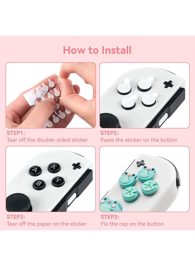 GEEKSHARE Silicone Cross D Pad Button Caps Set Joystick Cover Abxy Key Buttons Sticker Compatible With Switch/Oled Frog & Axolotl - Image 4