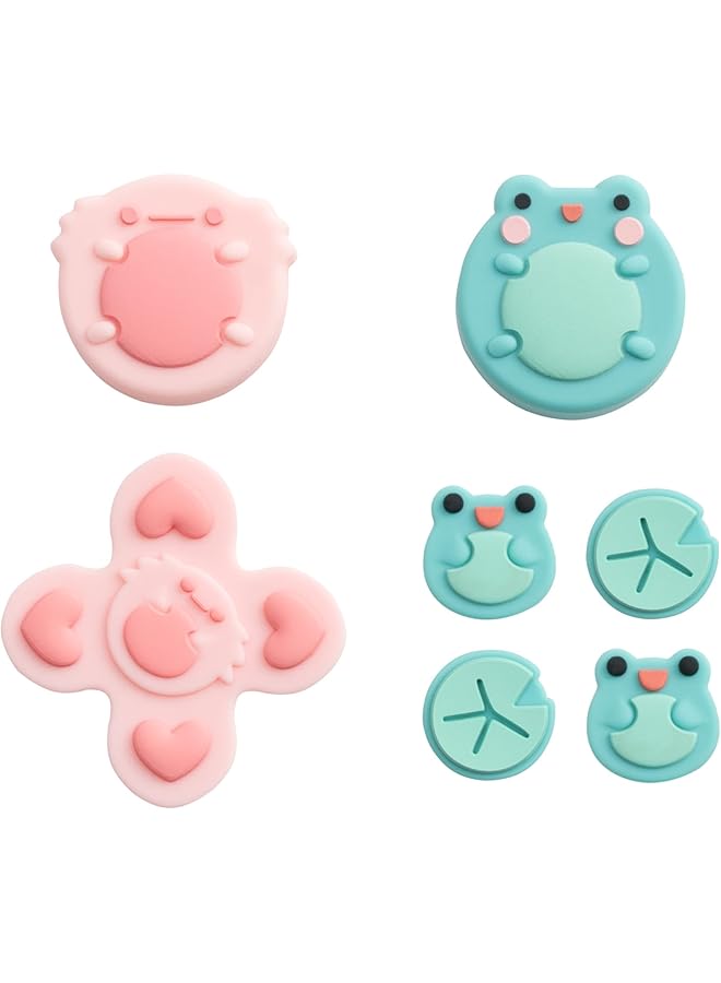GEEKSHARE Silicone Cross D Pad Button Caps Set Joystick Cover Abxy Key Buttons Sticker Compatible With Switch/Oled Frog & Axolotl - Image 1