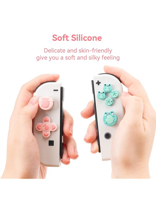 GEEKSHARE Silicone Cross D Pad Button Caps Set Joystick Cover Abxy Key Buttons Sticker Compatible With Switch/Oled Frog & Axolotl - Image 2