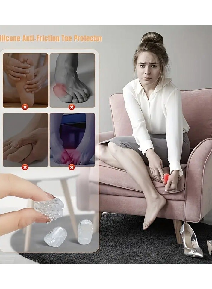 جلوسكي 10 قطع لينة سيليكون اصبع القدم حماة، مرنة اصبع القدم SlEeves لتخفيف الاحتكاك، أظافر القدم النامية، الذرة، بثور، أصابع المطرقة - أغطية أصابع سيليكون بيضاء شفافة للاستخدام الرياضي واليومي رقم - Image 3