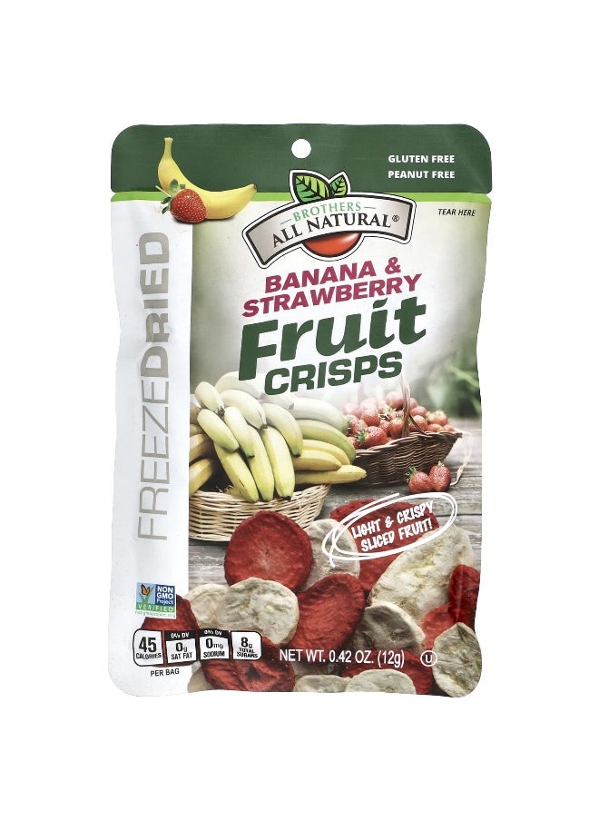 Brothers-ALL-Natural Brothers-All-Natural, Fruit Crisps, Banana & Strawberries, 12 Single-Serve Bags, 0.42 oz (12 g) Each  - Image 3