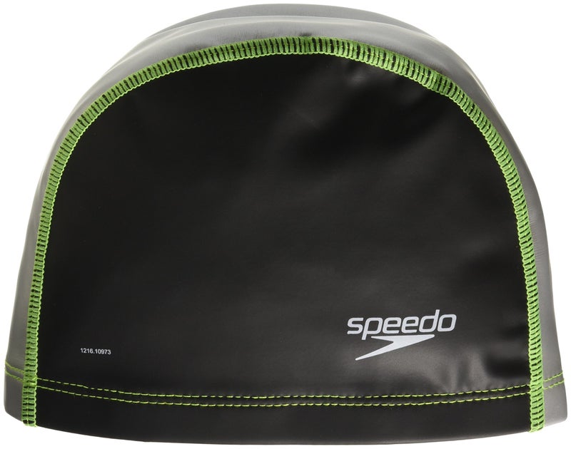 Speedo Unisex-Adult Swim Cap Stretch Fit Black/Silver, Small/Medium - Image 1