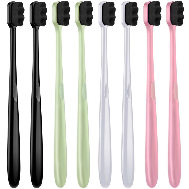 Patelai 8 Pcs Extra Soft Toothbrush Micro Nano with 20, 000 Ultra Soft Bamboo Charcoal Bristles for Adult, Sensitive, Brace and Recession(Black, White, Pink, Green Handle with Black Bristle) - Image 1