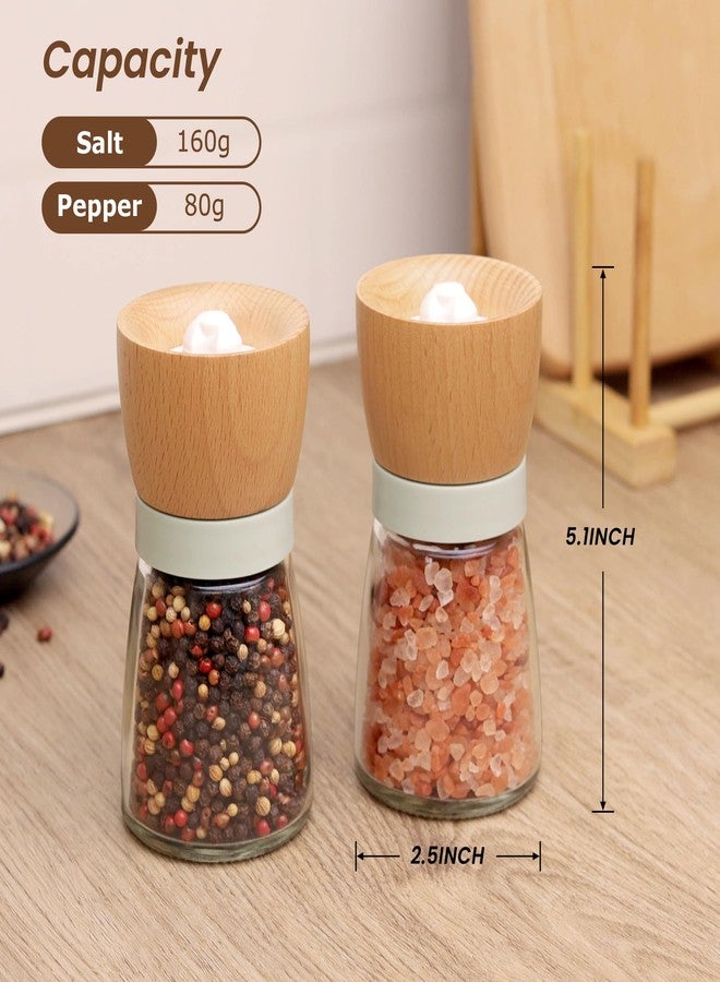 VEVOK CHEF Salt and Pepper Grinder Set Wood VEVOK CHEF Adjustable Coarseness Refillable Pepper Grinder Mill Wooden Farmhouse Cute Salt and Pepper Shaker for Green Salt Grinder Kitchen Gift - Image 3