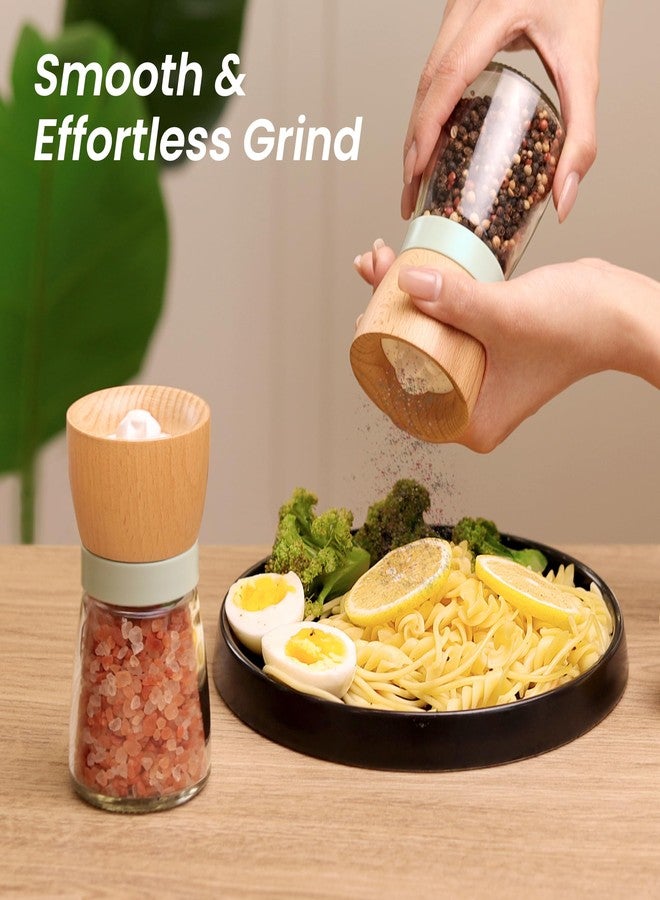 VEVOK CHEF Salt and Pepper Grinder Set Wood VEVOK CHEF Adjustable Coarseness Refillable Pepper Grinder Mill Wooden Farmhouse Cute Salt and Pepper Shaker for Green Salt Grinder Kitchen Gift - Image 4