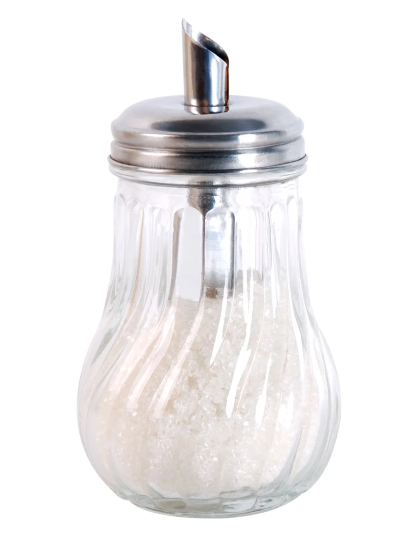 Cuisine Art Sugar Dispenser with Classic Design Sugar Shaker Glass with Stainless Steel Lid 250ml