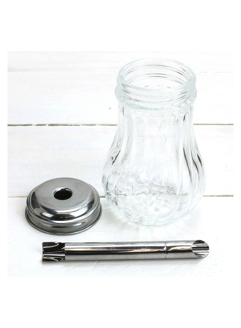 Cuisine Art Sugar Dispenser with Classic Design Sugar Shaker Glass with Stainless Steel Lid 250ml