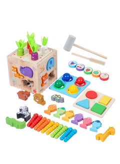M MIAOYAN Multifunctional wooden Montessori eight-in-one ball-knocking animal matching fishing intelligence box Children's early education educational toys, multi-dimensional development of baby's senses  - Image 5
